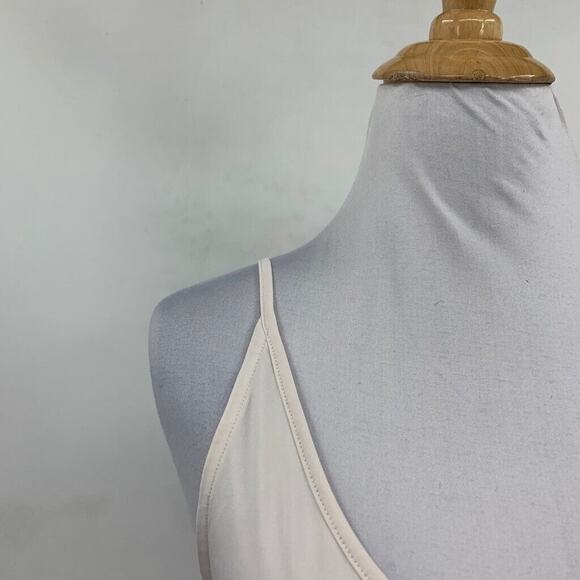 Free People Slip Dress Womens S Small Ivory Satin Gray Lace Detail Layering Midi - Picture 5 of 16